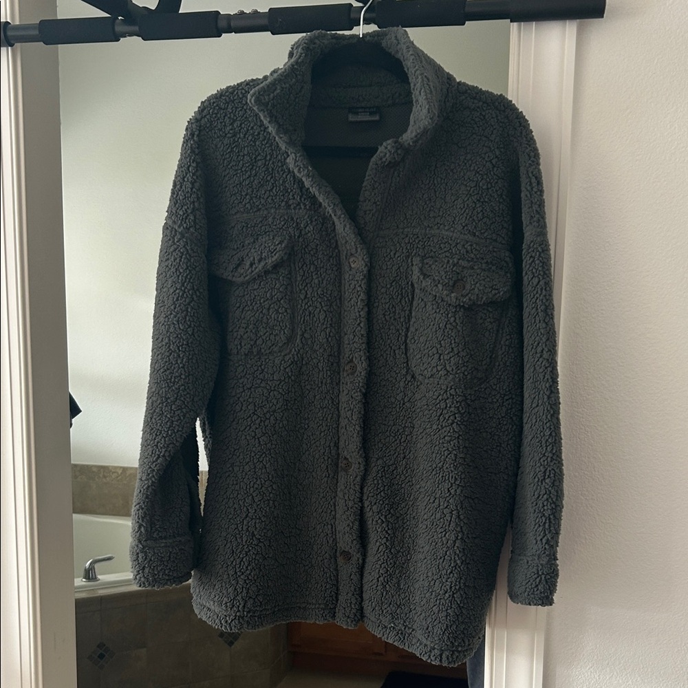 Cozy Forest Green Sherpa Jacket